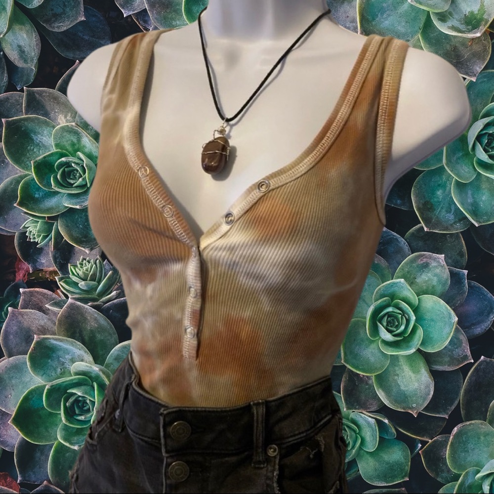 Wild Fable Ribbed Bodysuit, Size Medium, Orange / Green / White.